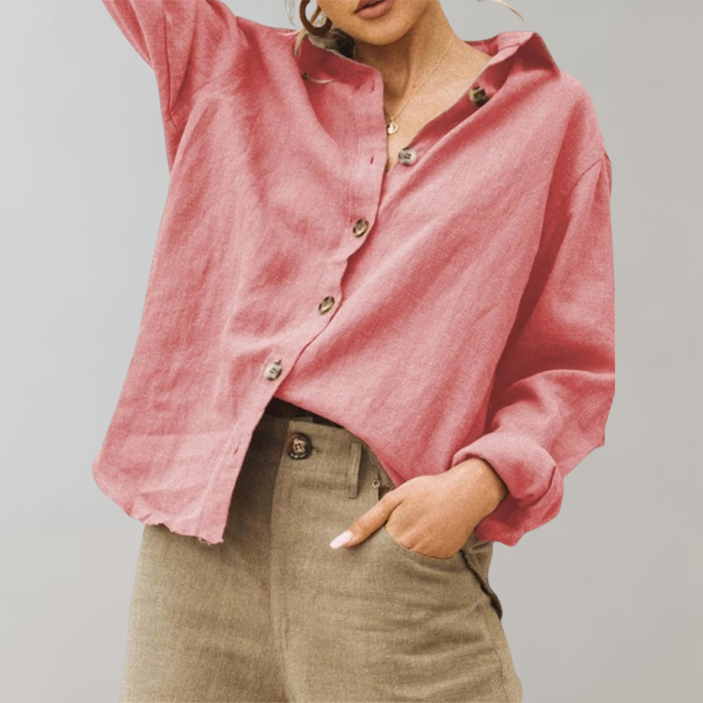 Chemise Femme Coupe Décontractée Manches Longues En Tissu Léger À Boutons Nordic Flair