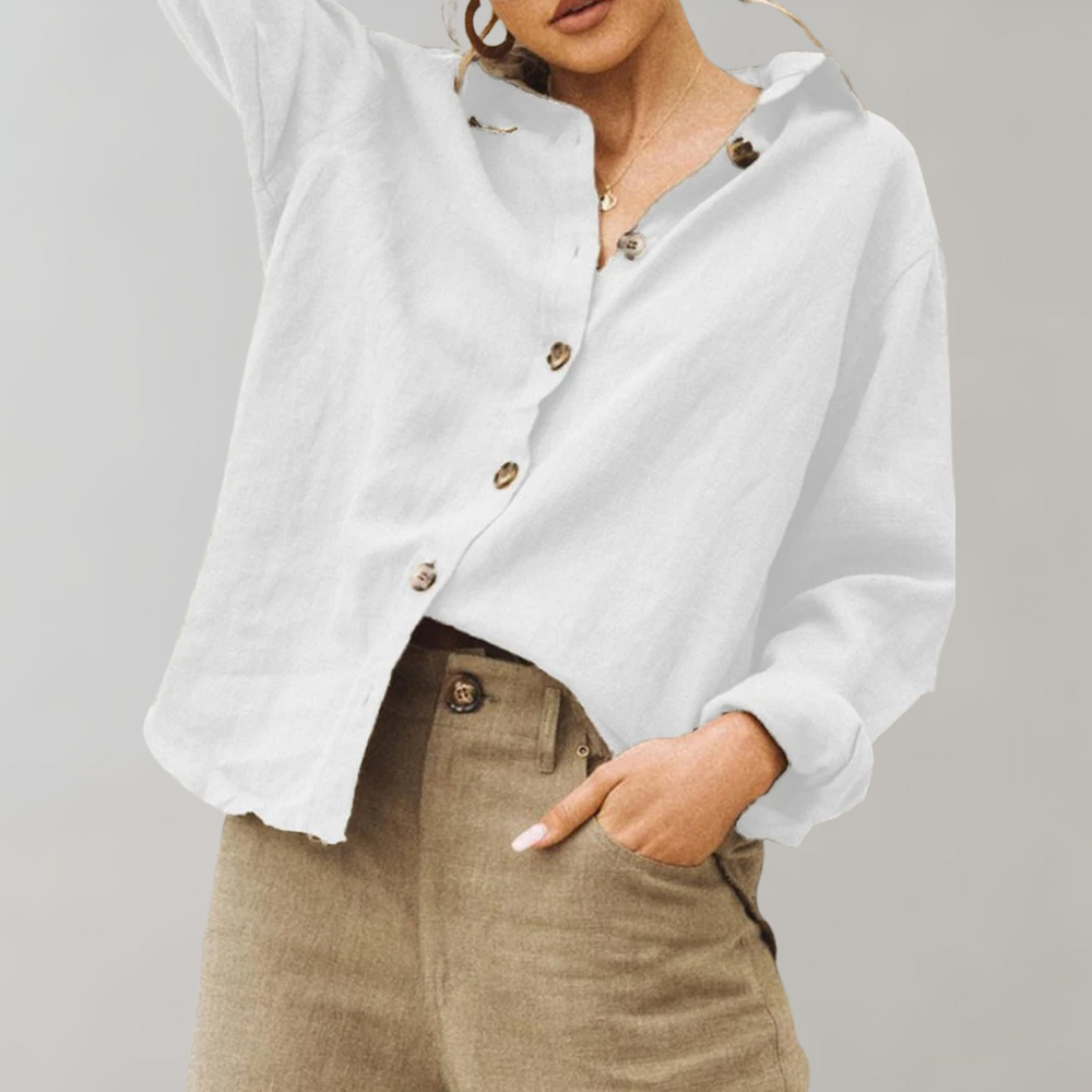 Chemise Femme Coupe Décontractée Manches Longues En Tissu Léger À Boutons Nordic Flair