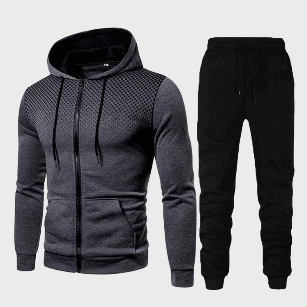 Survetement Homme Slim Fit Zip Hoodie Et Joggers A Taille Ajustable Confort Pour Entrainement