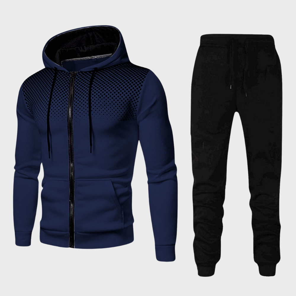 Survetement Homme Slim Fit Zip Hoodie Et Joggers A Taille Ajustable Confort Pour Entrainement