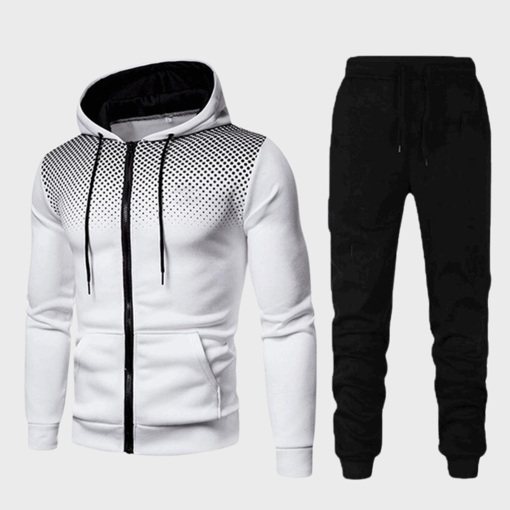 Survetement Homme Slim Fit Zip Hoodie Et Joggers A Taille Ajustable Confort Pour Entrainement