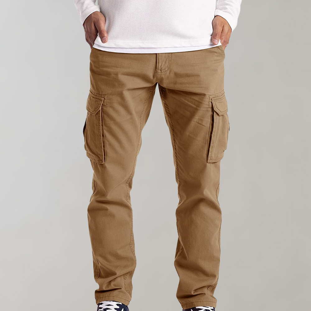 Pantalon Cargo Homme Coupe Décontractée En Coton Durable Avec Poches Multiples Pratiques Pour Quotidien Et Plein Air