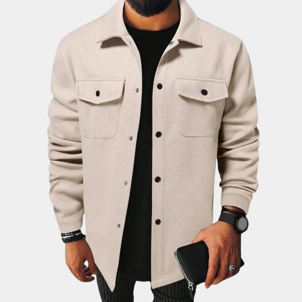 Veste Chemise Pour Homme Avec Col Classique Et Bouton Fermeture Manches Longues Coupe Décontractée Camel