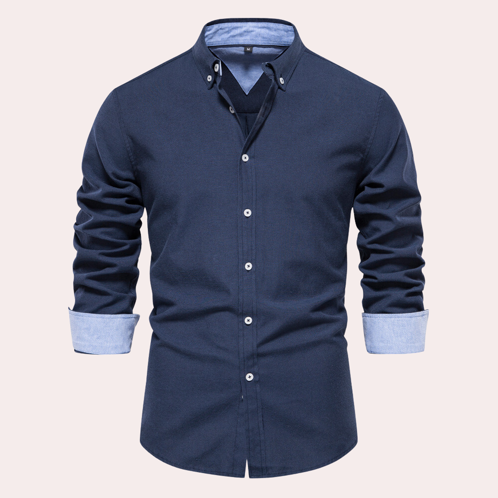 Chemise Homme 100 Coton Col Boutonné Coupe Ajustée Pour Formelle Et Décontractée Quotidienne