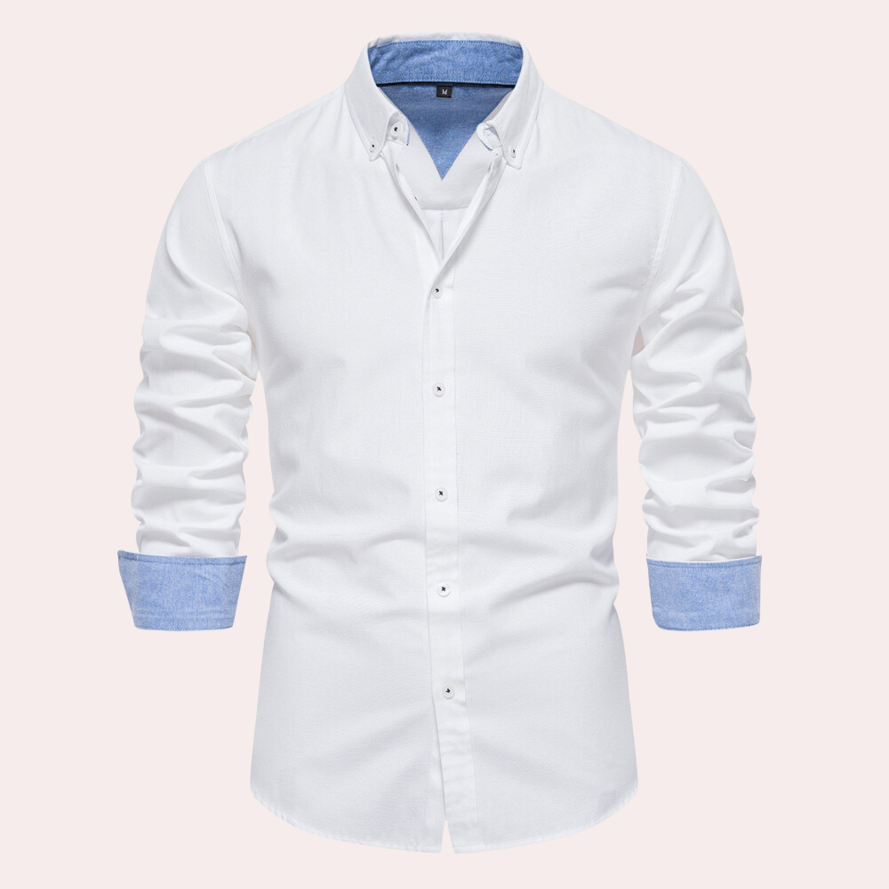 Chemise Homme 100 Coton Col Boutonné Coupe Ajustée Pour Formelle Et Décontractée Quotidienne