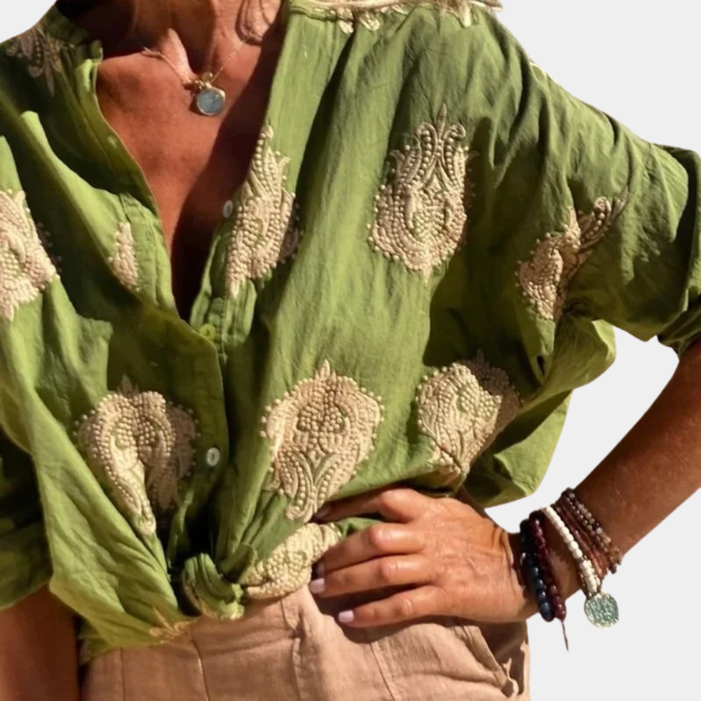Blouse Femme Manches Longues Coupe Décontractée Avec Nœud Devant Boutons Respirante Légère Confortable