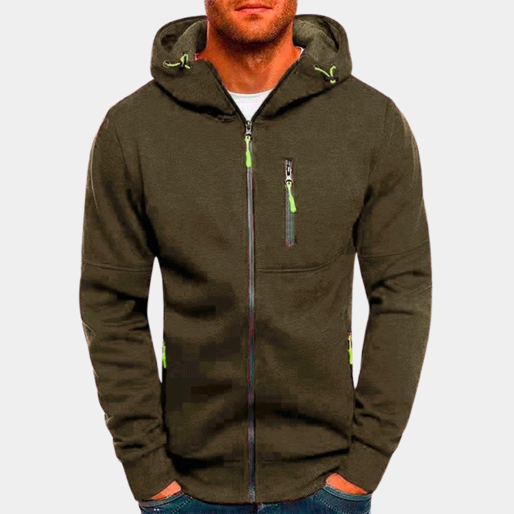 Sweat À Capuche Zippé Intégral Avec Bords Côtés Et Poches Zippées Sécurisées Par Amawinc