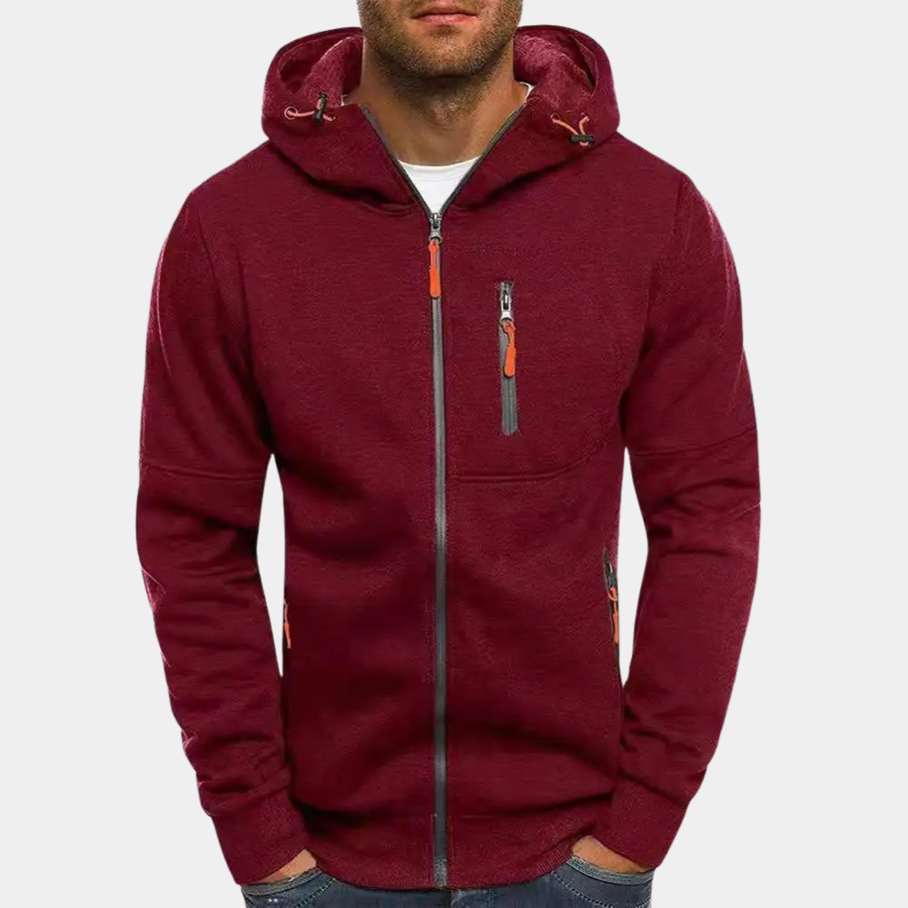 Sweat À Capuche Zippé Intégral Avec Bords Côtés Et Poches Zippées Sécurisées Par Amawinc