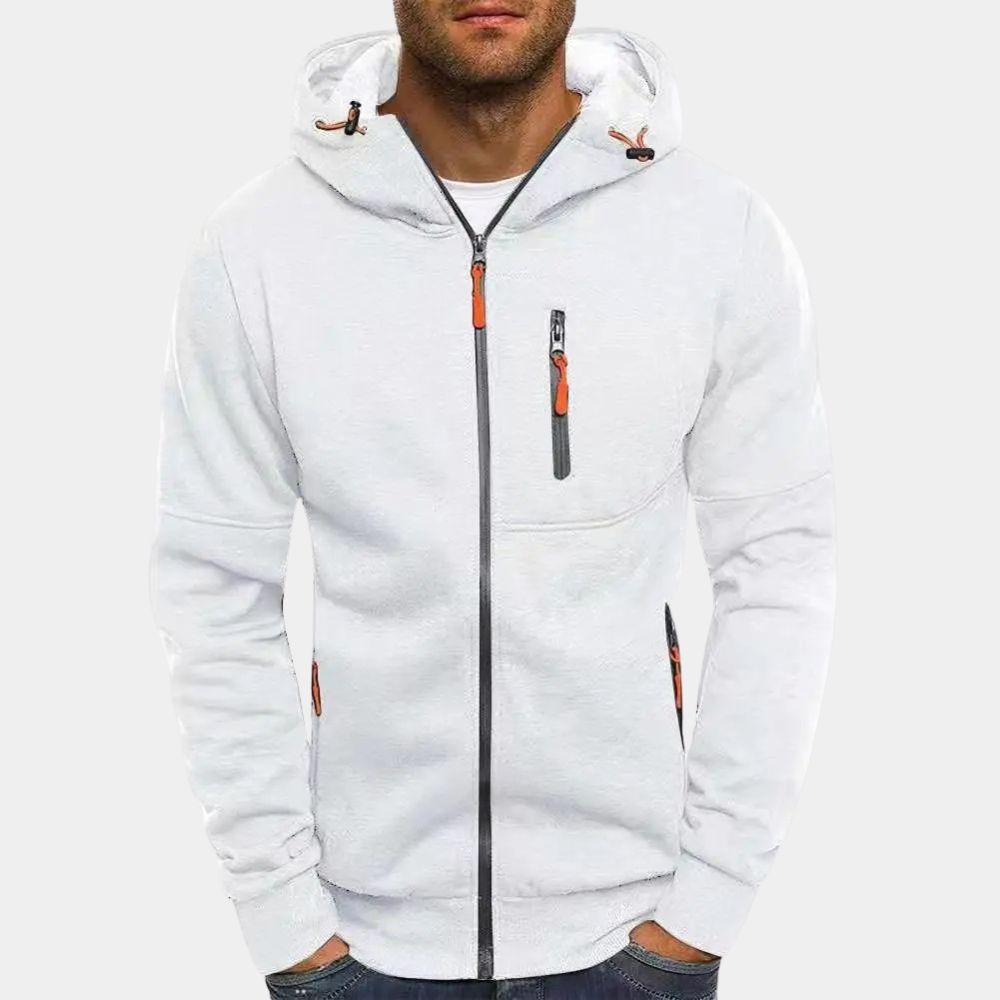Sweat À Capuche Zippé Intégral Avec Bords Côtés Et Poches Zippées Sécurisées Par Amawinc