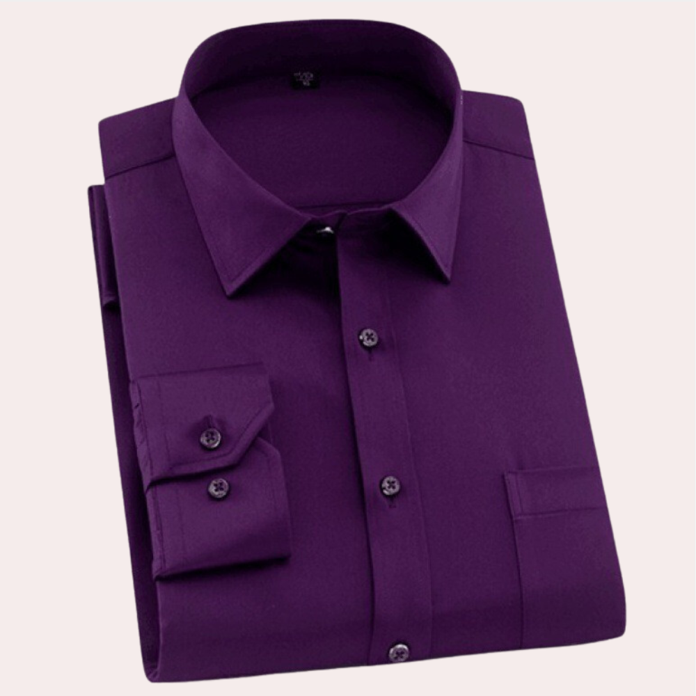 Chemise Homme Coton Sans Repassage Avec Col Classique Coupe Droite Manches Ajustables Pour Toutes Occasions