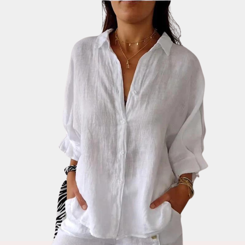 Chemise Femme Légère Oversize À Manches Longues Avec Fermeture Par Boutons Amawinc Pour Été Décontracté