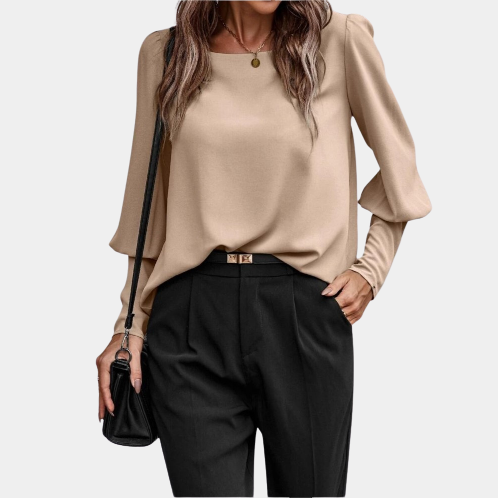 Blouse Femme Nordic Flair Coupe Décontractée Manches Longues Bouffantes Légères Col Rond Classique