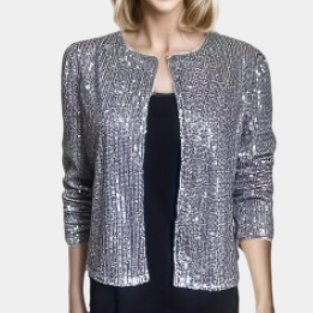 Veste Blazer Femme Pailletée Design Tailleur Ajusté Veste Soirée Élégante Amawinc