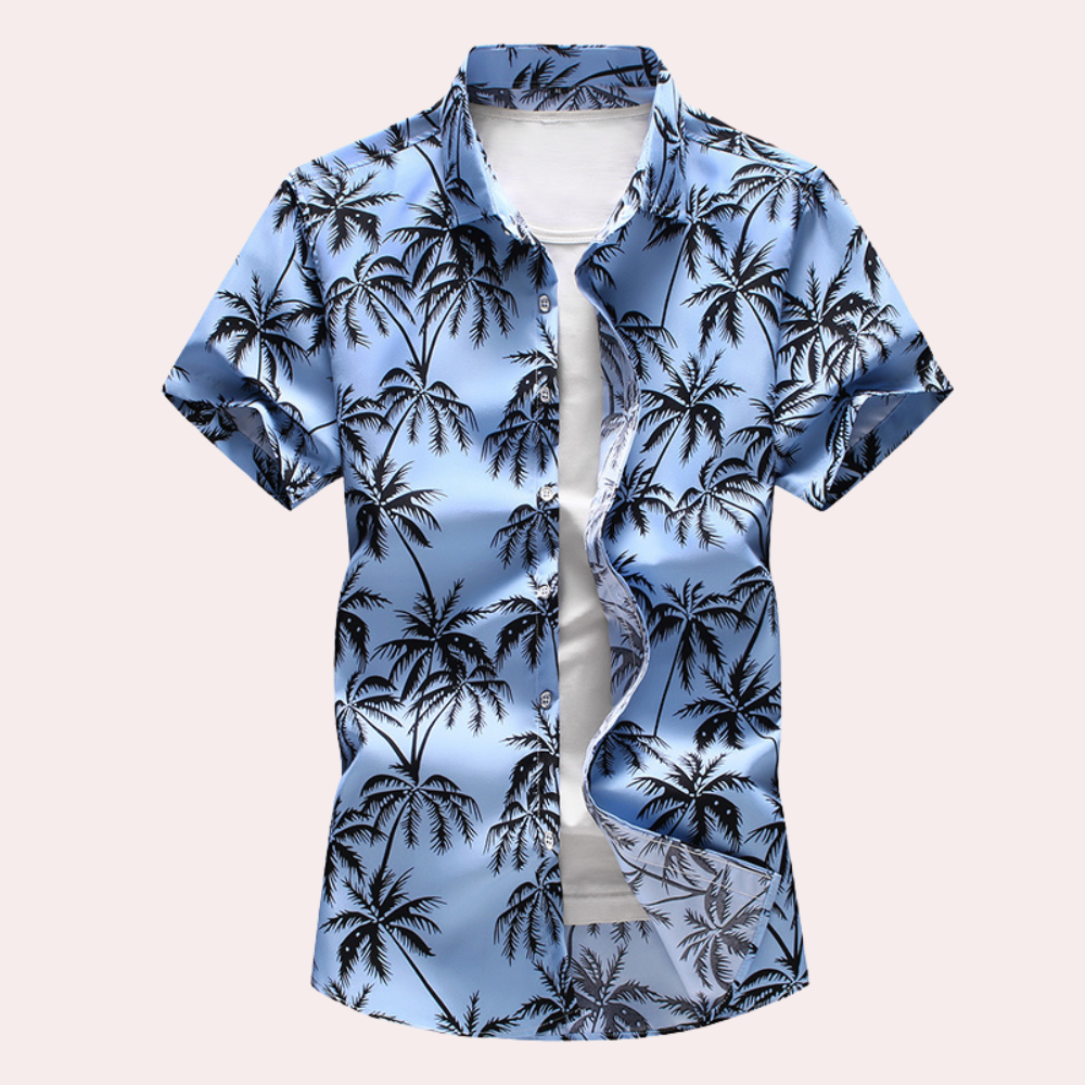 Chemise Tropicale Pour Homme Imprimé Floral À Boutons Manche Courte Coupe Regular Vacances
