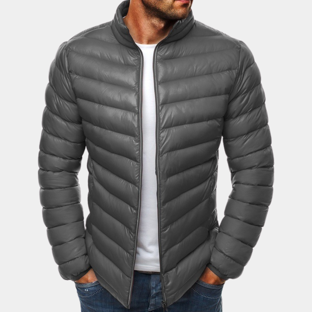 Veste Matelassée Homme Ultra Légère Coupe Slim Imperméable Au Vent Avec Col Haut Amawinc