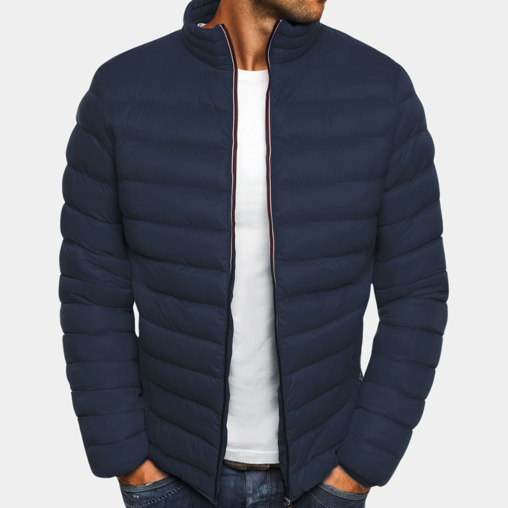 Veste Matelassée Homme Ultra Légère Coupe Slim Imperméable Au Vent Avec Col Haut Amawinc