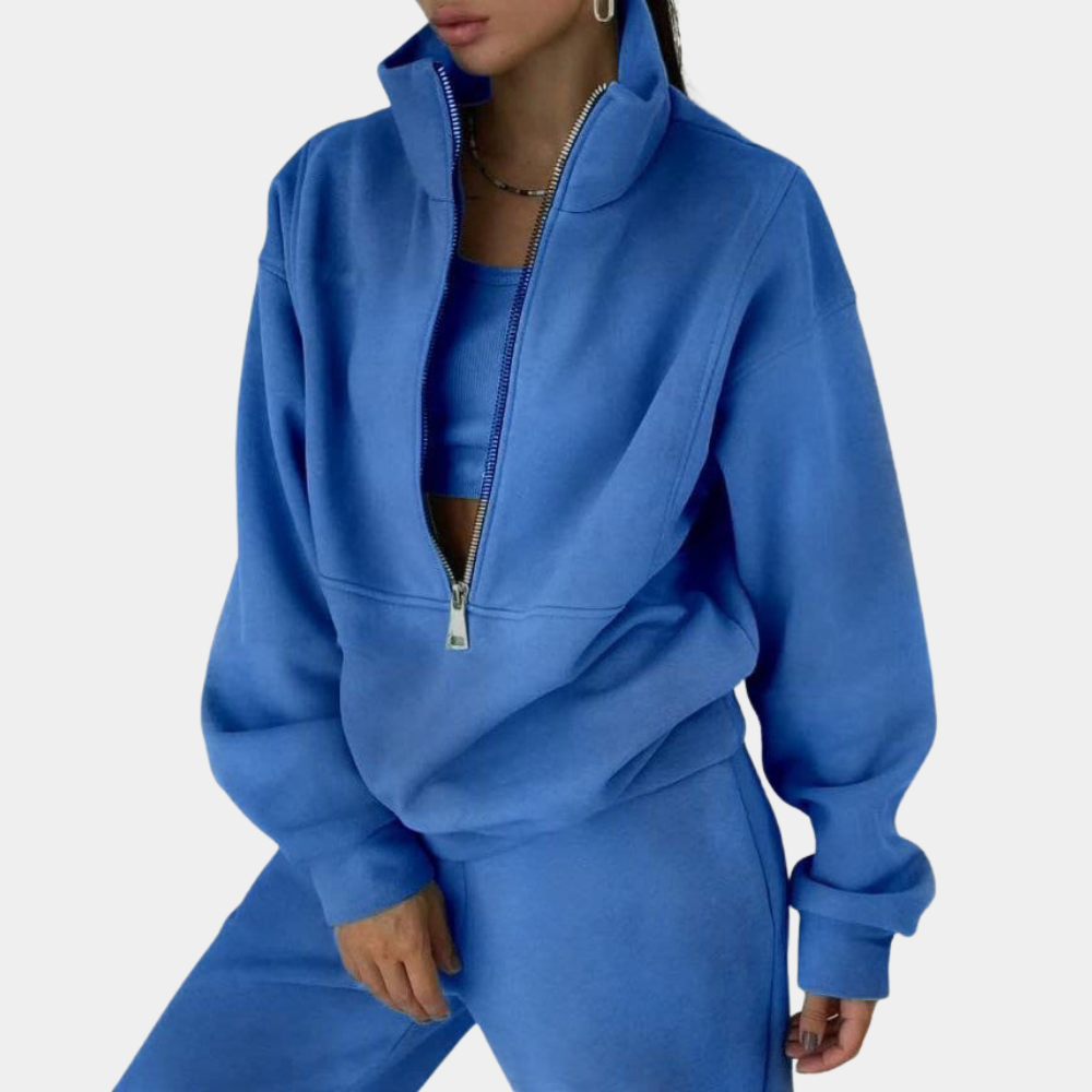 Amawinc Sweat Femme Oversize Avec Zip Partiel Doux Et Respirant Pour Confort Au Quotidien