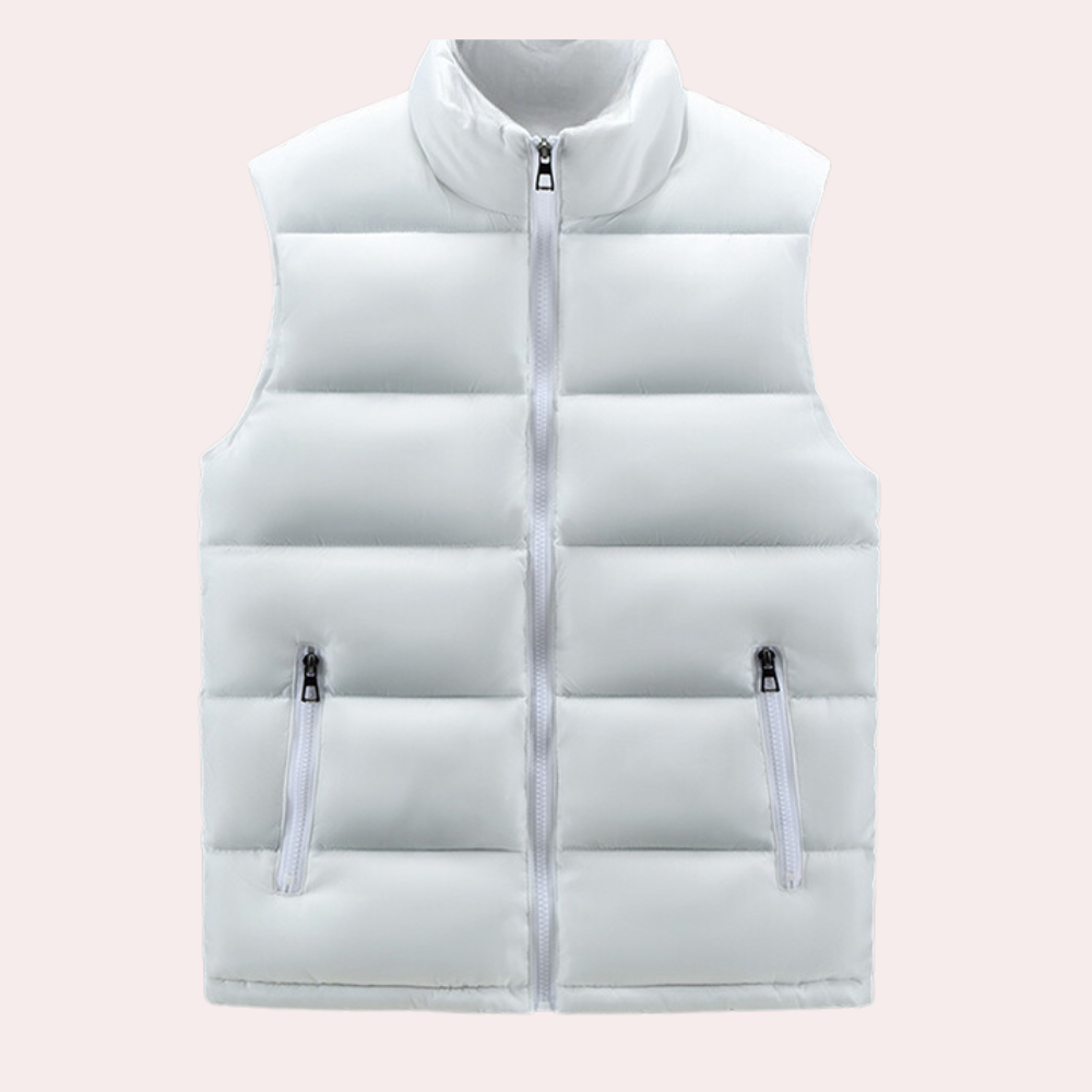 Gilet Matelassé Homme Déperlant Col Montant Fermeture Éclair Léger Et Chaud Pour Activités Quotidiennes