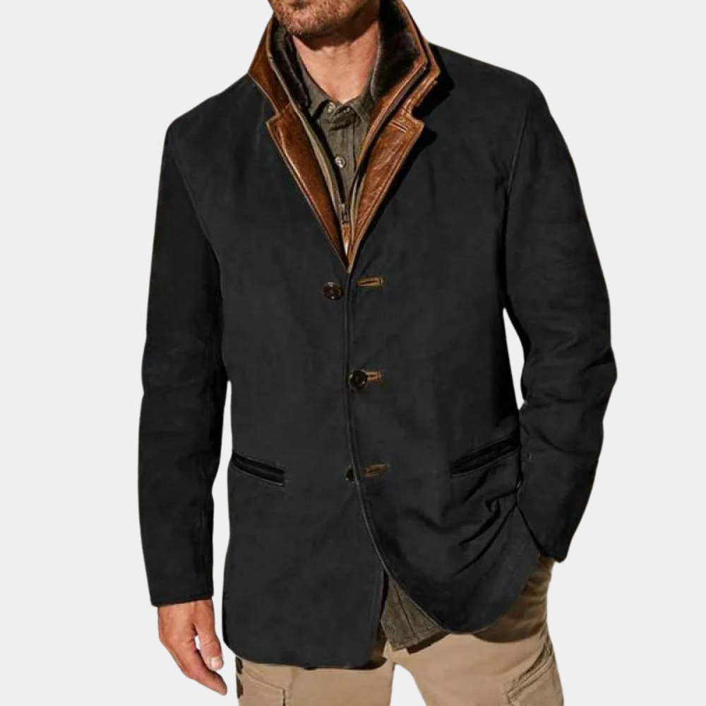 Veste En Cuir Avec Aspect Suédé Et Détails Riches Look Classique Inspiration Nordique Brun Pour Homme
