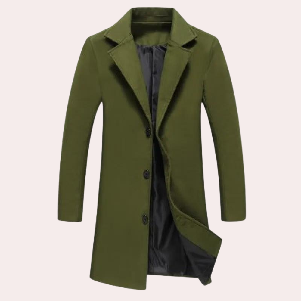 Manteau Homme En Mélange De Laine À Simple Boutonnage Coupe Cintrée Longueur Genou Camel Élégant