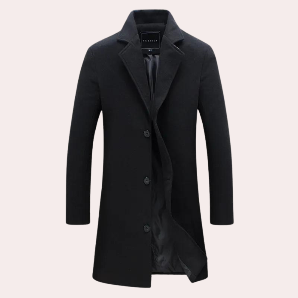 Manteau Homme En Mélange De Laine À Simple Boutonnage Coupe Cintrée Longueur Genou Camel Élégant