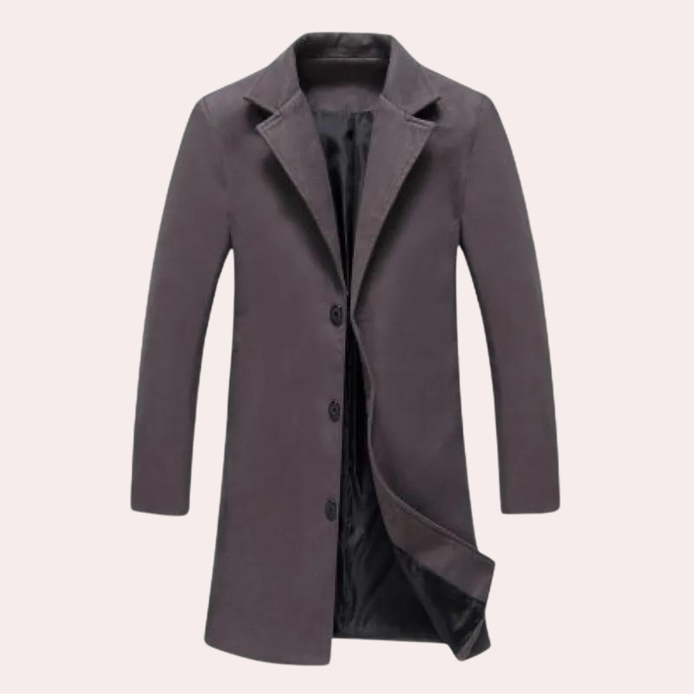 Manteau Homme En Mélange De Laine À Simple Boutonnage Coupe Cintrée Longueur Genou Camel Élégant