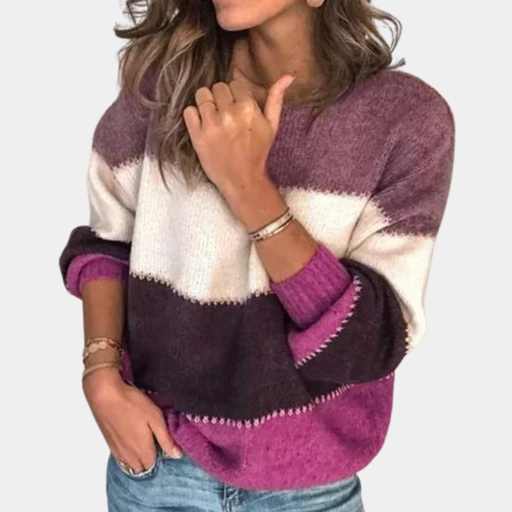 Pull Femme En Maille Douce Coupe Décontractée Col Rond Manches Longues Nordic Flair
