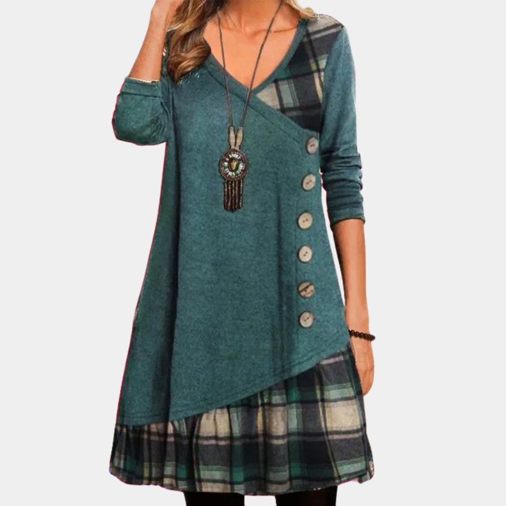 Robe Tunique Femme À Design Asymétrique Avec Encolure V Et Manches Longues Coupe Décontractée Amawinc