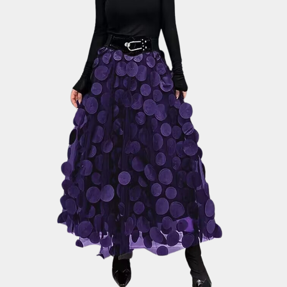 Jupe Femme Maxi A Ligne Avec Appliqué 3D Texturé Haute Taille Élégante Pour Festivités Et Vie Quotidienne