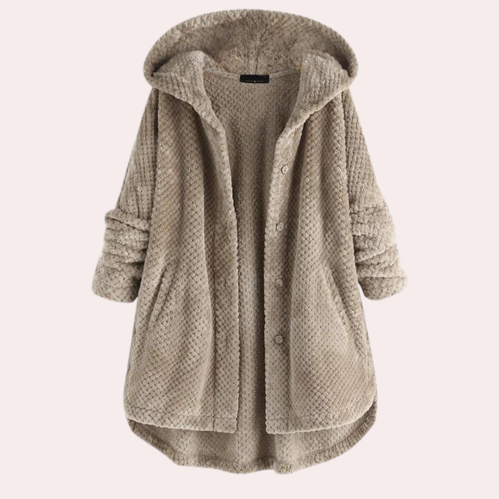 Veste En Polaire Pour Femmes Chaude À Capuche Avec Fermeture À Boutons Et Coupe Décontractée Amawinc