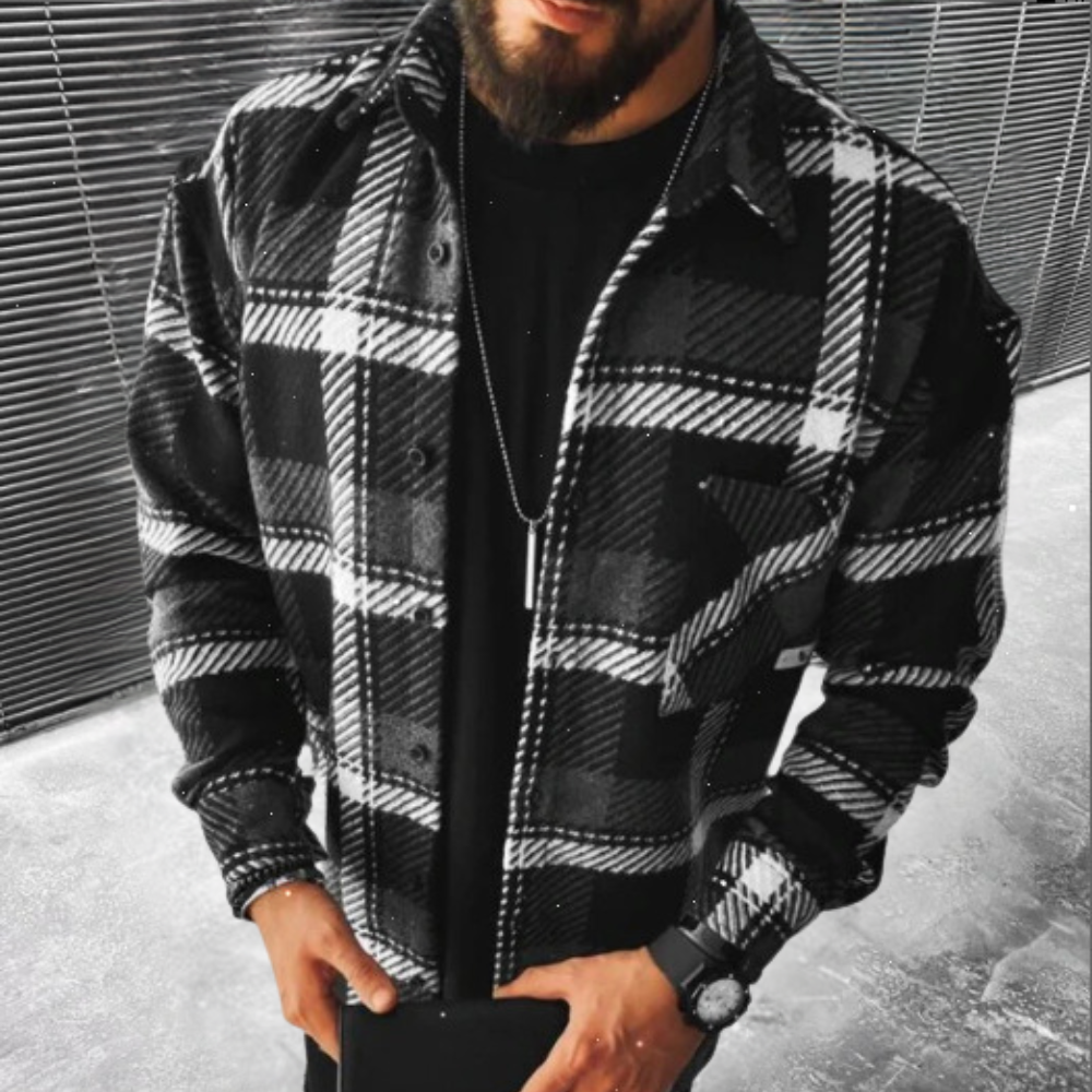 Chemise Homme À Carreaux En Flanelle Classique Manches Longues Bouton Fermeture Coupe Regular Temps Frais Confortable