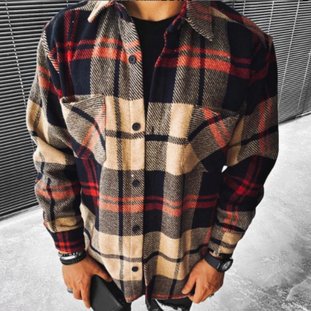 Chemise Homme À Carreaux En Flanelle Classique Manches Longues Bouton Fermeture Coupe Regular Temps Frais Confortable