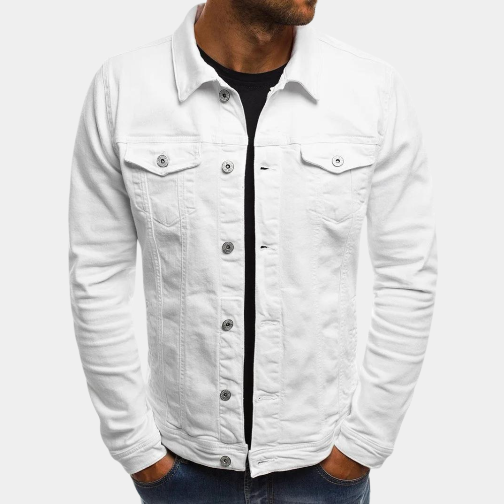 Veste Denim Homme Coupe Classique Avec Fermeture À Boutons Poches Poitrine Manches Longues Amawinc