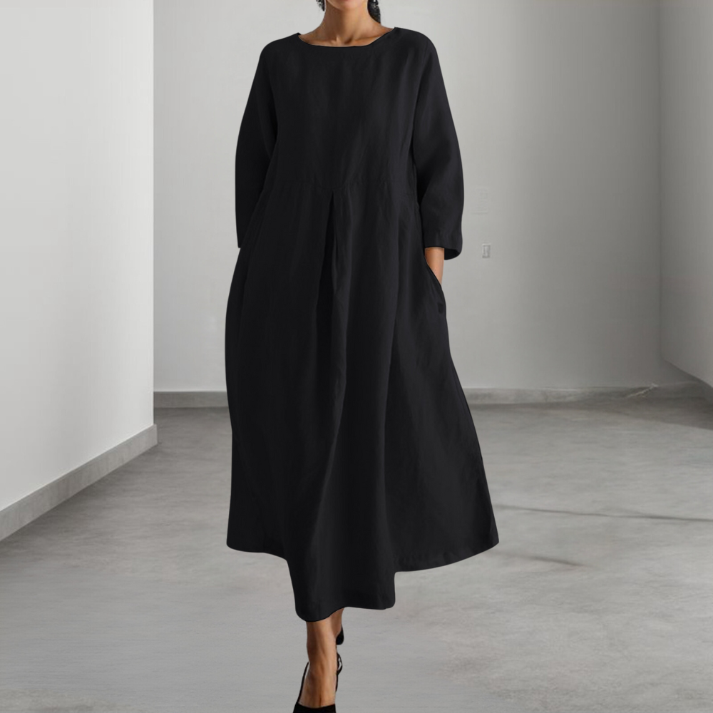Robe Femme Manches Longues Décontractée Respirante Avec Poches Pratiques Nordic Flair Amawinc