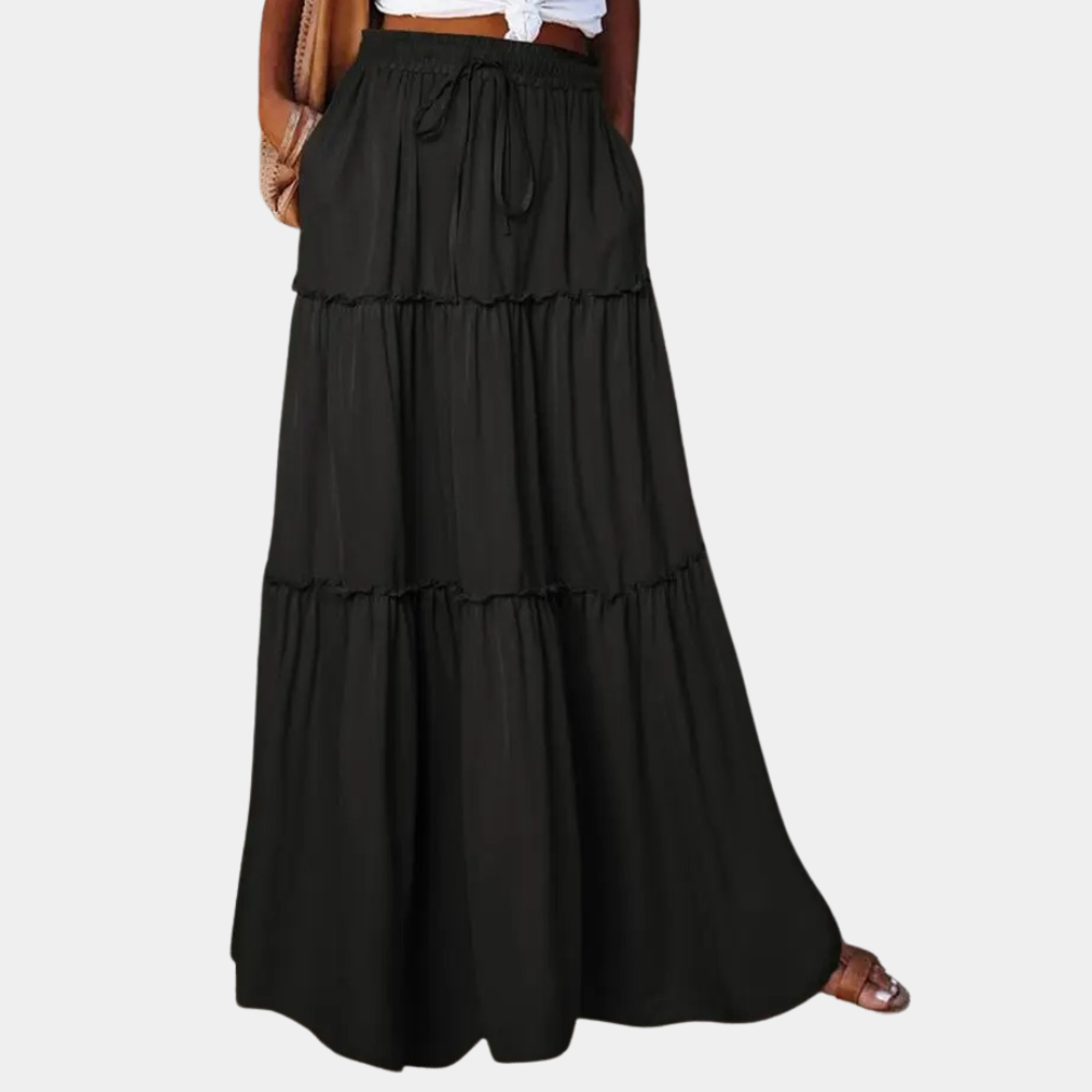 Jupe Maxi Femme Bohème Longue Avec Taille Élastique Et Cordon Pour Style Léger Et Aéré