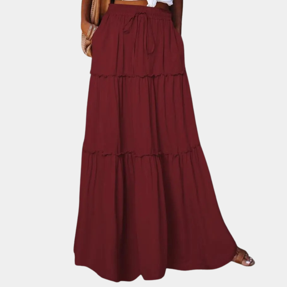 Jupe Maxi Femme Bohème Longue Avec Taille Élastique Et Cordon Pour Style Léger Et Aéré