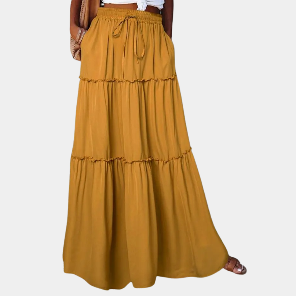 Jupe Maxi Femme Bohème Longue Avec Taille Élastique Et Cordon Pour Style Léger Et Aéré