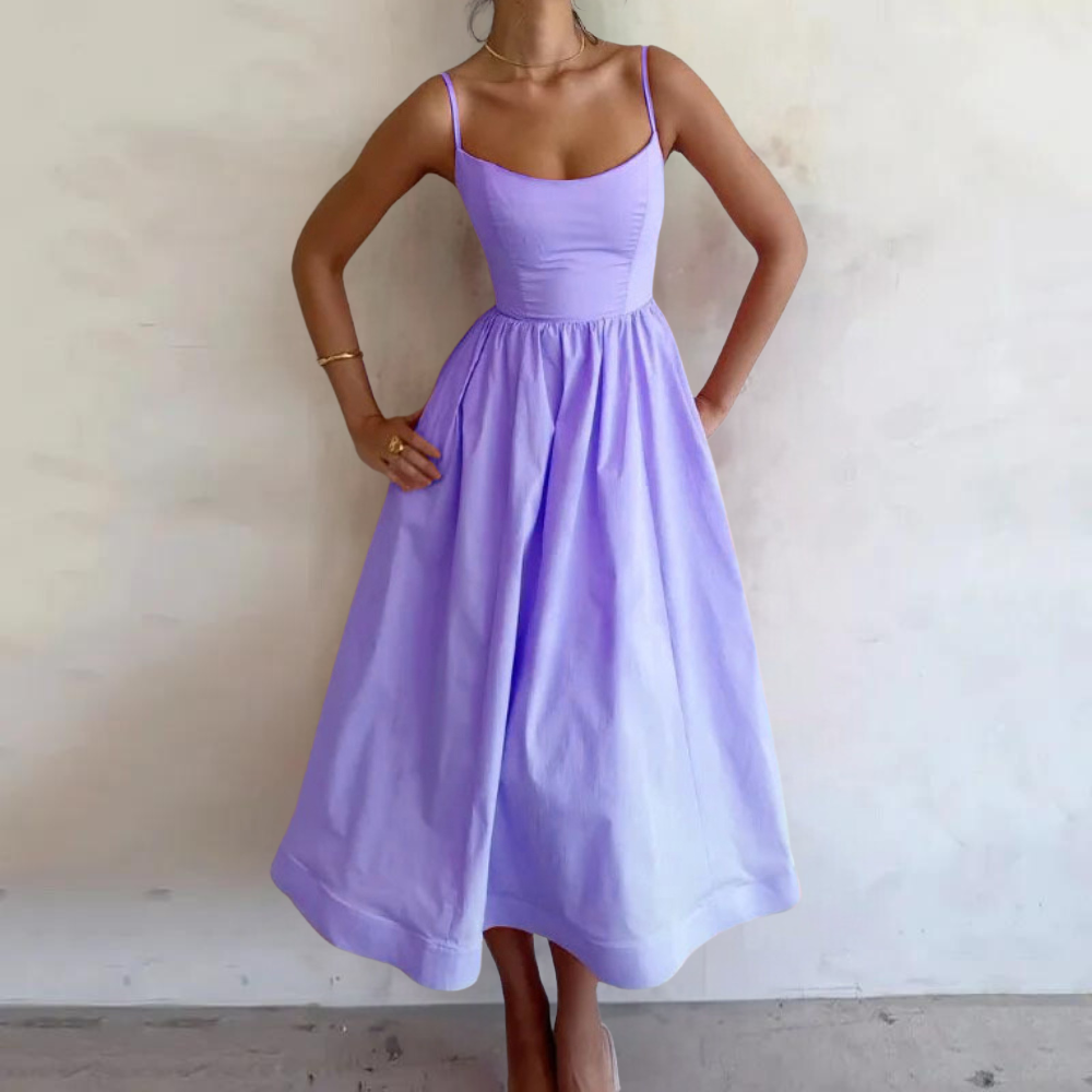 Robe Maxi Sans Manches A Ligne Bretelles Réglables Légère Et Respirante Pour Été Et Occasions
