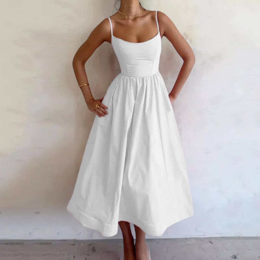 Robe Maxi Sans Manches A Ligne Bretelles Réglables Légère Et Respirante Pour Été Et Occasions