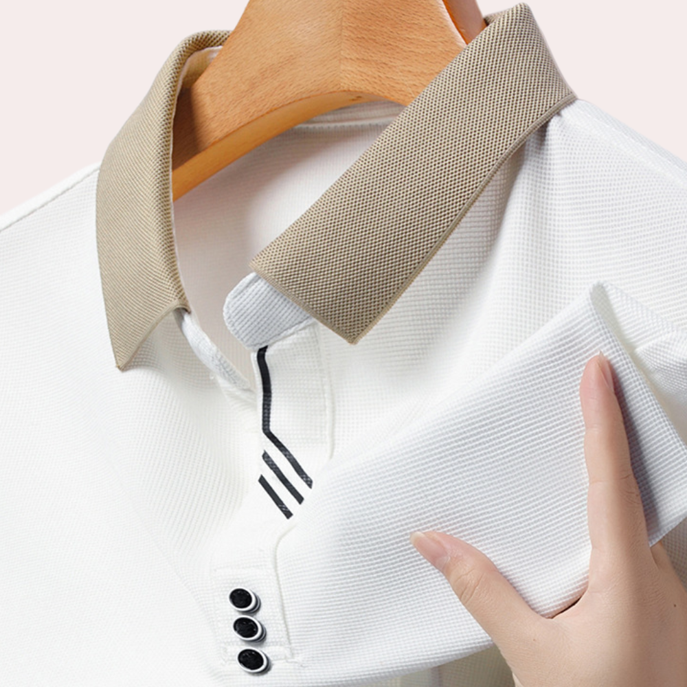 Amawinc Polo Homme Manches Longues En Maille Avec Col Contrasté Et Coupe Slim Confort Toute La Journée