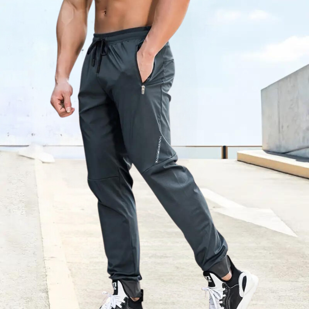 Amawinc Pantalon Jogging Homme Slim Fit Avec Taille Elastique Et Poches Avec Fermeture Éclair Respirant