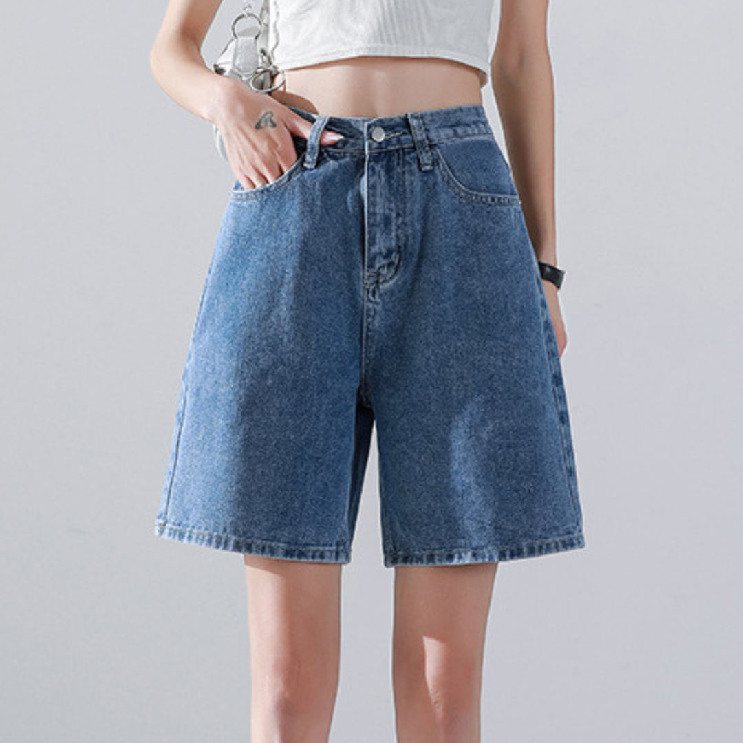 Damenmode: Gerade geschnittene Denim-Shorts Liesel