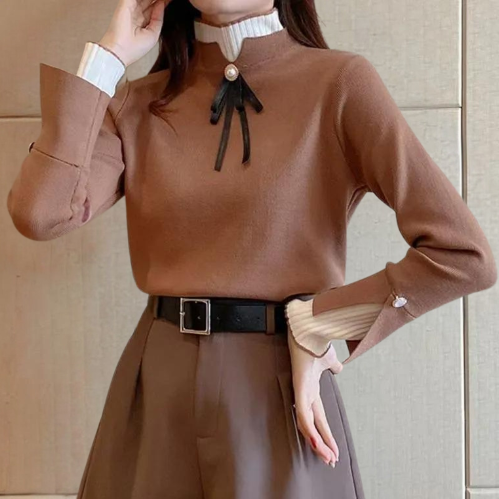 Damenpullover mit modischem Stehkragen