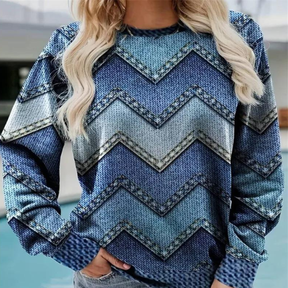 Sweatshirt Pour Femme Motif Chevron Coupe Décontractée Doux Et Confortable Idéal Pour Le Quotidien