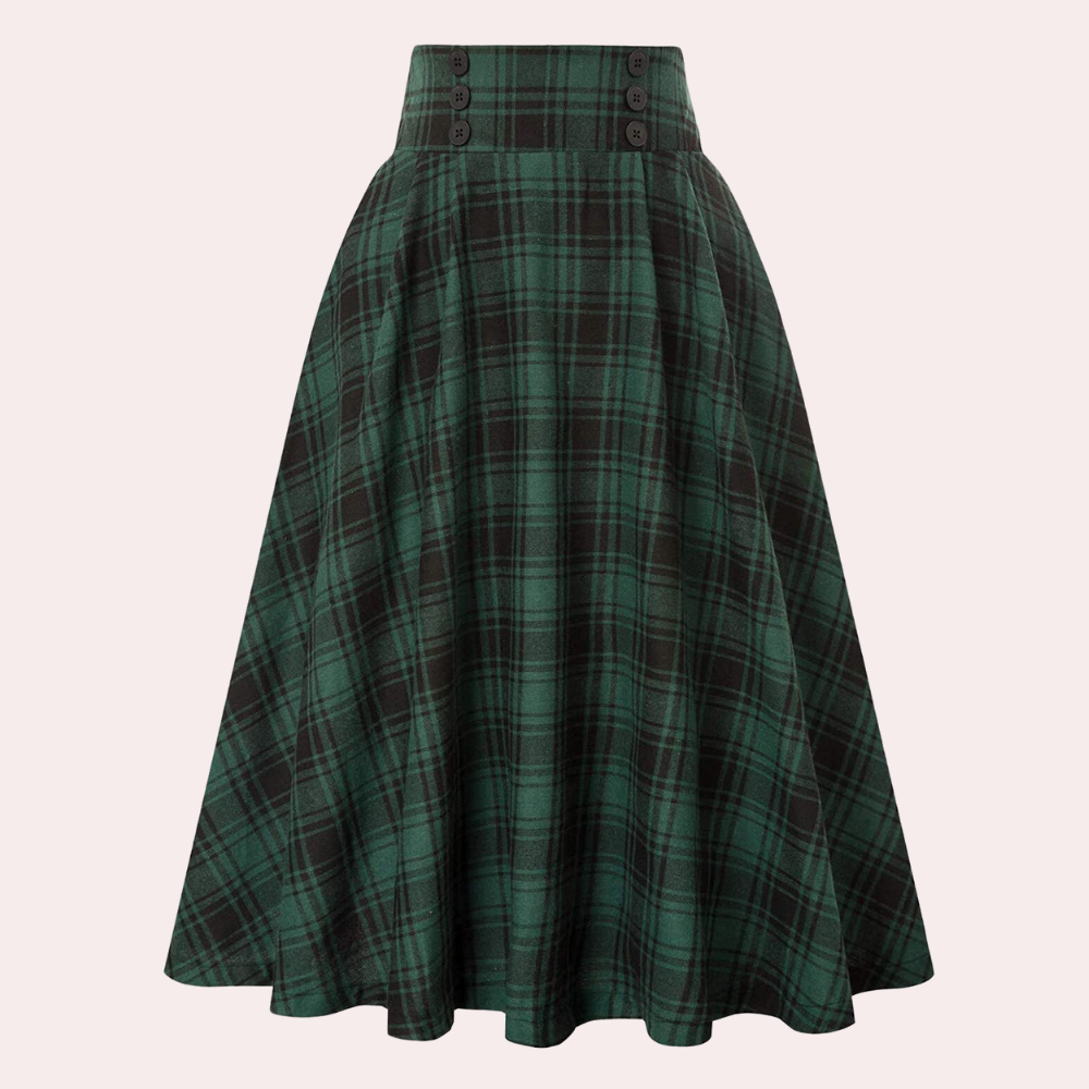 Jupe Femme Haute Taille Aline Plissée Midi Avec Détail Bouton Élégante Pour Toutes Occasions