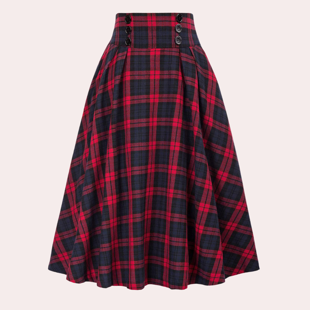 Jupe Femme Haute Taille Aline Plissée Midi Avec Détail Bouton Élégante Pour Toutes Occasions