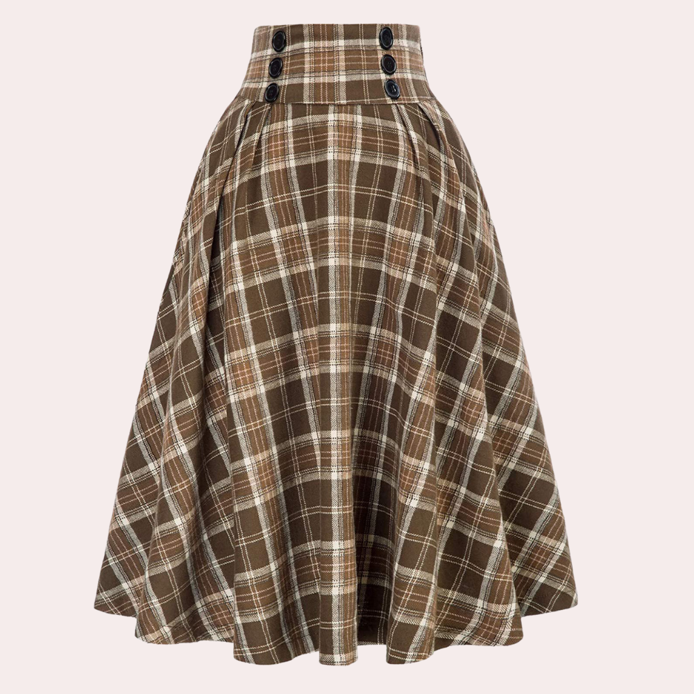 Jupe Femme Haute Taille Aline Plissée Midi Avec Détail Bouton Élégante Pour Toutes Occasions