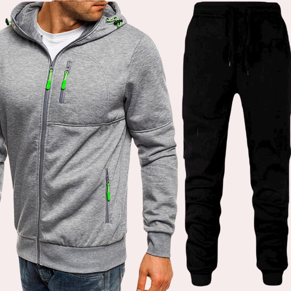 Ensemble Homme Sweat à Capuche Zippé et Joggers Ajustables Pour Confort Décontracté Quotidien