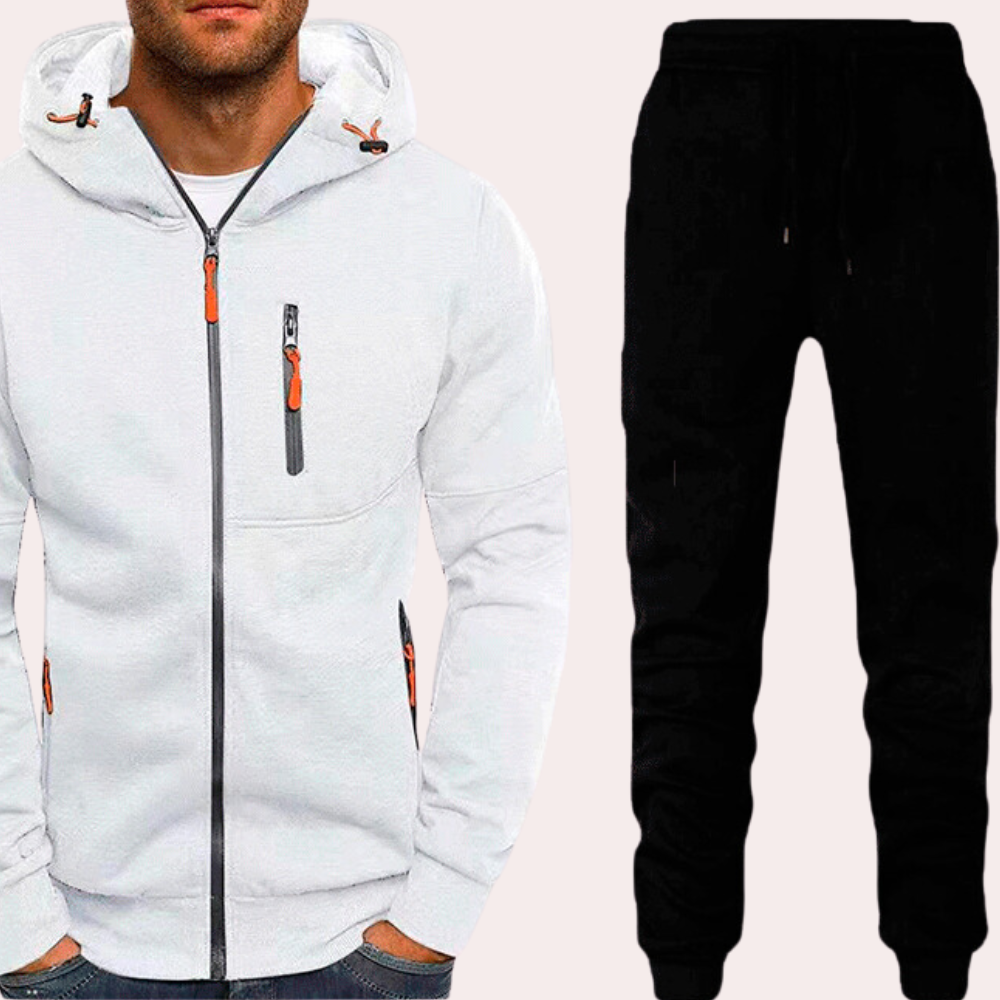 Ensemble Homme Sweat à Capuche Zippé et Joggers Ajustables Pour Confort Décontracté Quotidien