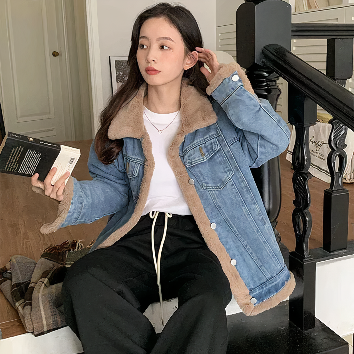 Callie: Winter Fleece Denim Jacket